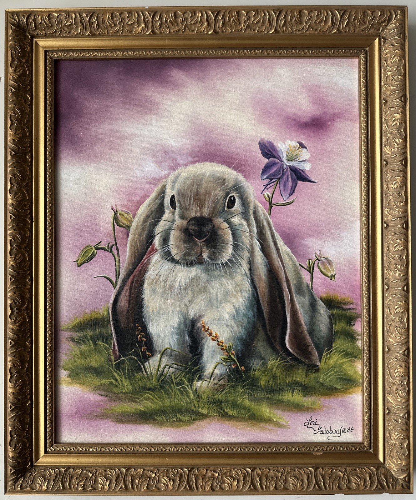 Original Lori Salisbury 1986 Painting Loo-rared Rabbit