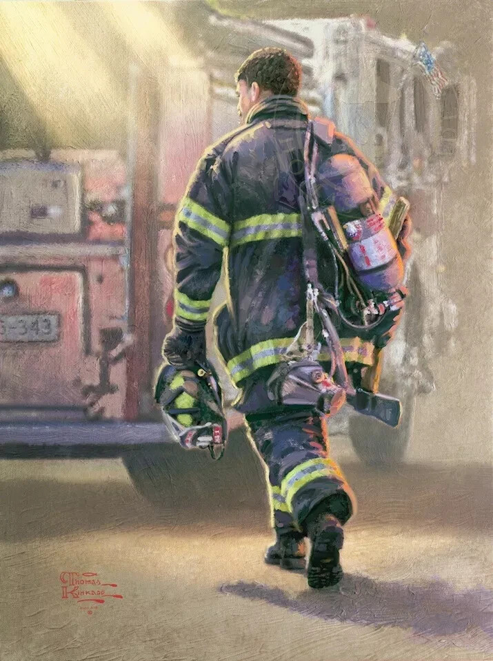 Thomas Kinkade Selfless Service G/P M.H. A Tribute to Fire Fighters