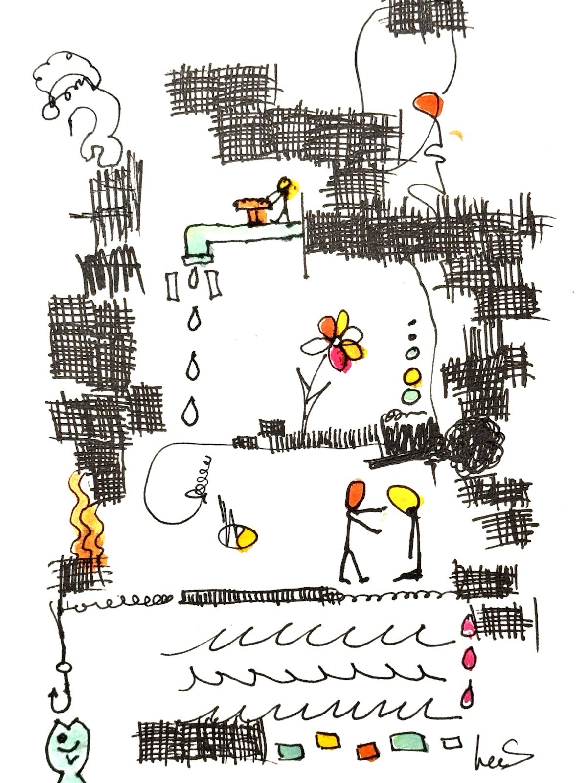 Original Abstract Expressionism 5×7 Paper Ink Handmade Signed Modern Fine Art 15
