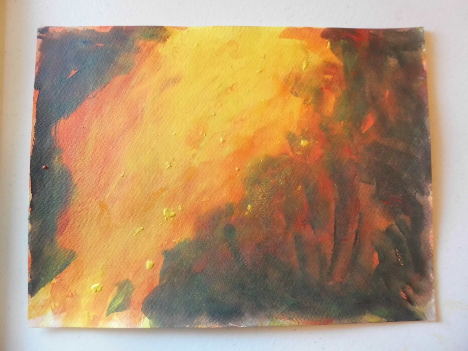 Original Acrylic Painting FIREBALL Abstract Expressionism Flame Spell D&D 9×12
