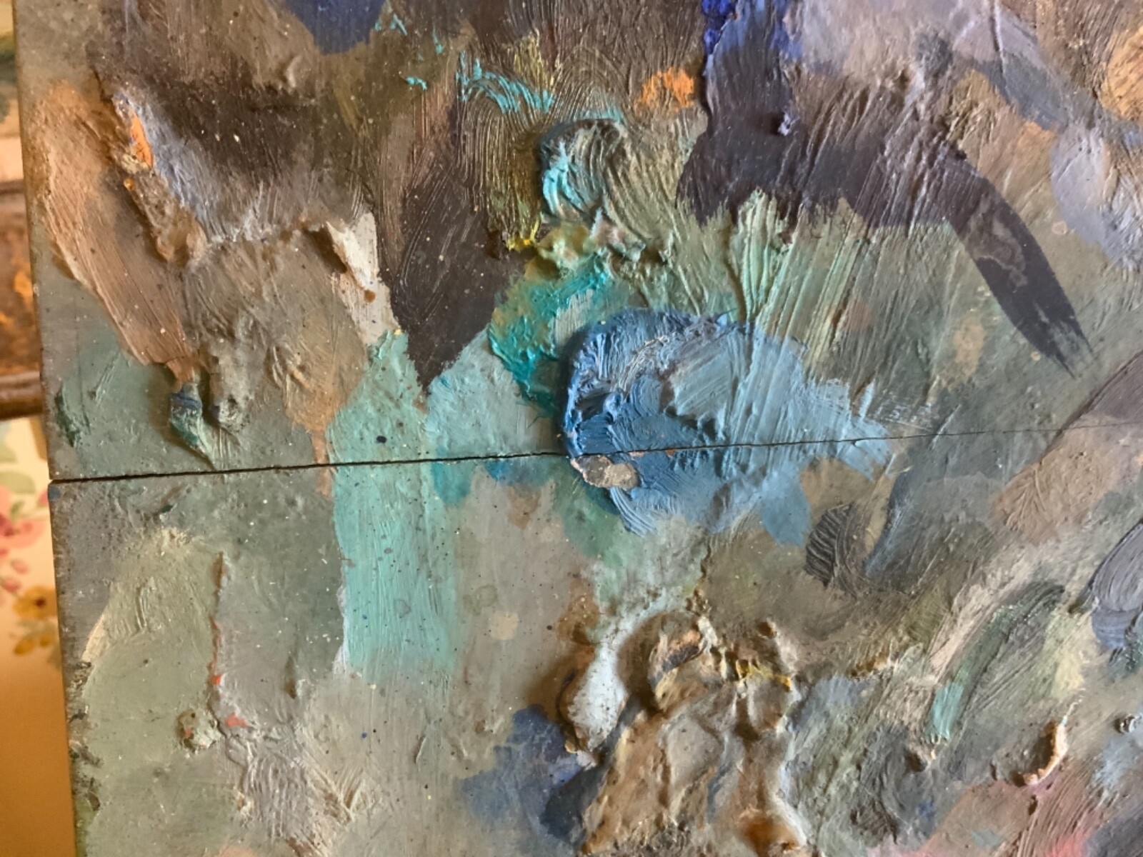 Charming Original French Artists Painters Palette on Light Board Thick Paint