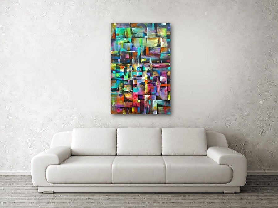 decorative art abstract painting multi color original Michael Lang one of a kind