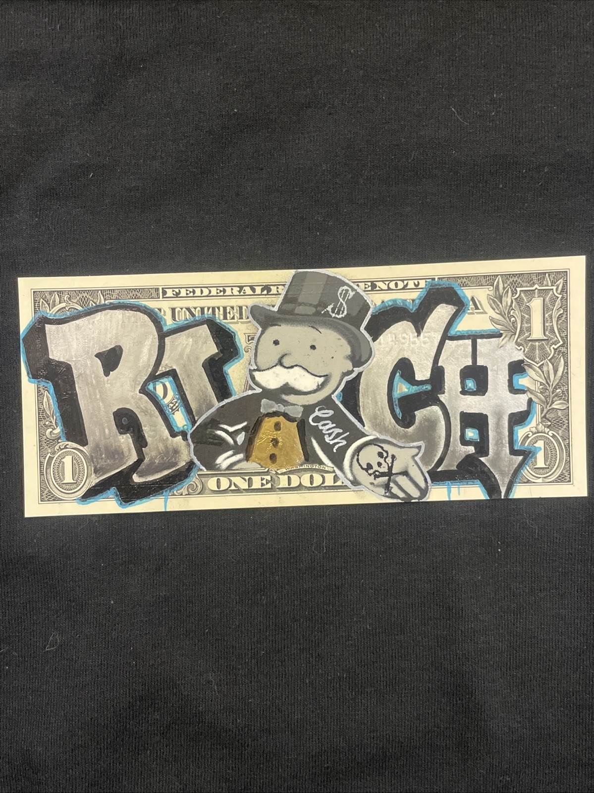 Live RICH 1 Dollar bill painting Tattoo Art Graffiti Art Street Art