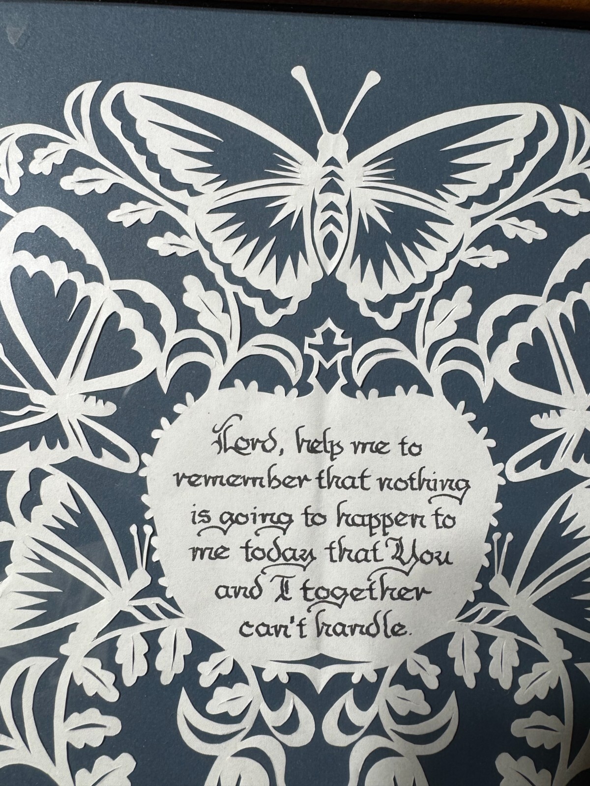 Trudy Kauffman Scherenschnitte «Lord Help Me…….» Folk Art – Signed/Framed