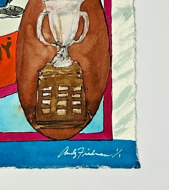 BRIAN LEETCH 1990 Calder Trophy Original Watercolor Painting 1/1 Andy Friedman