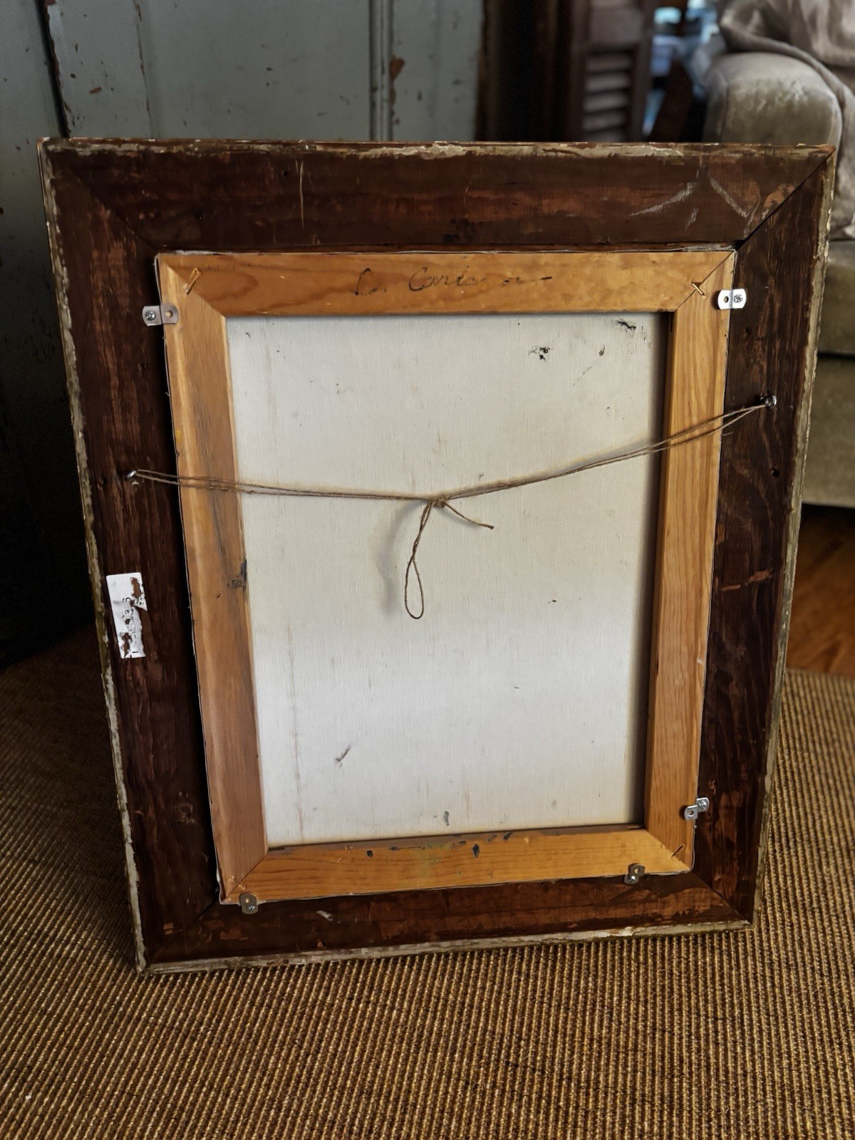 1960 NUDE signed on canvas Antique frame MOODY 22 x 26