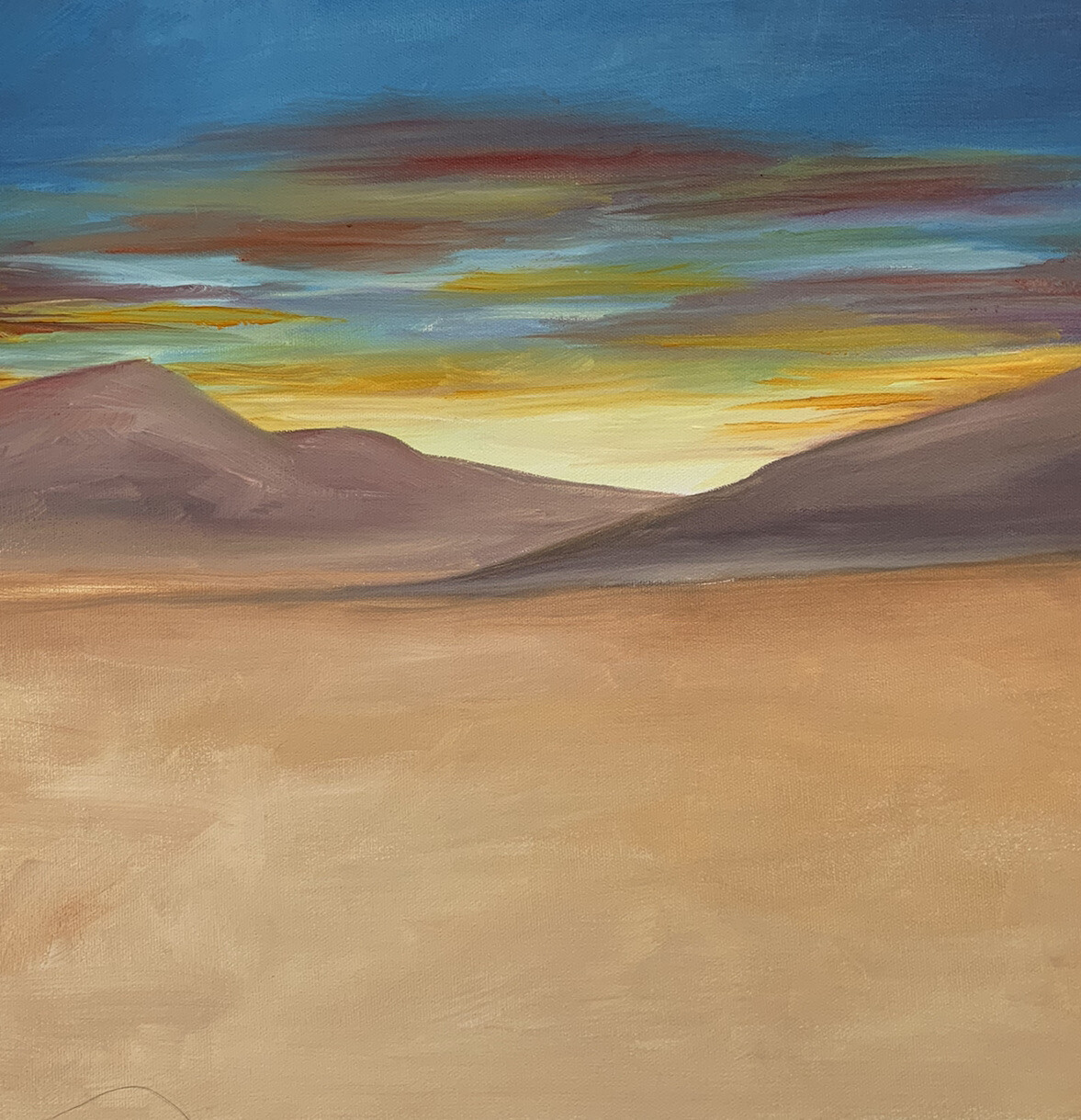 Painting Mountain Landscape Sunset Sand Dunes Desert Original Arizona Gillingham