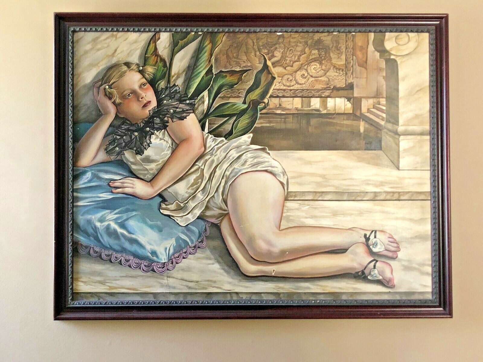 Pamela Mower-Connor Vintage 1980’s Oil Painting on Masonite Board Framed-Roman