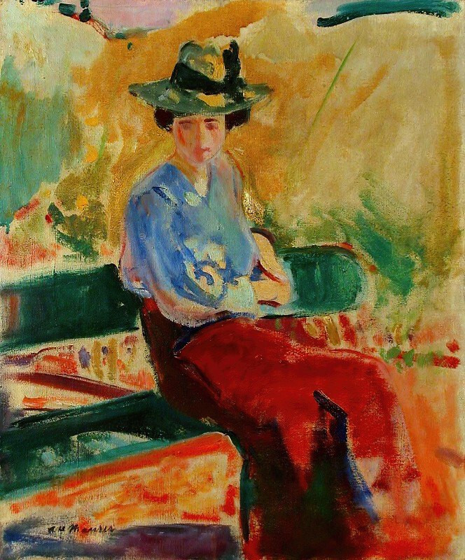 stunning oil painting handpainted on canvas-Figure on Bench
