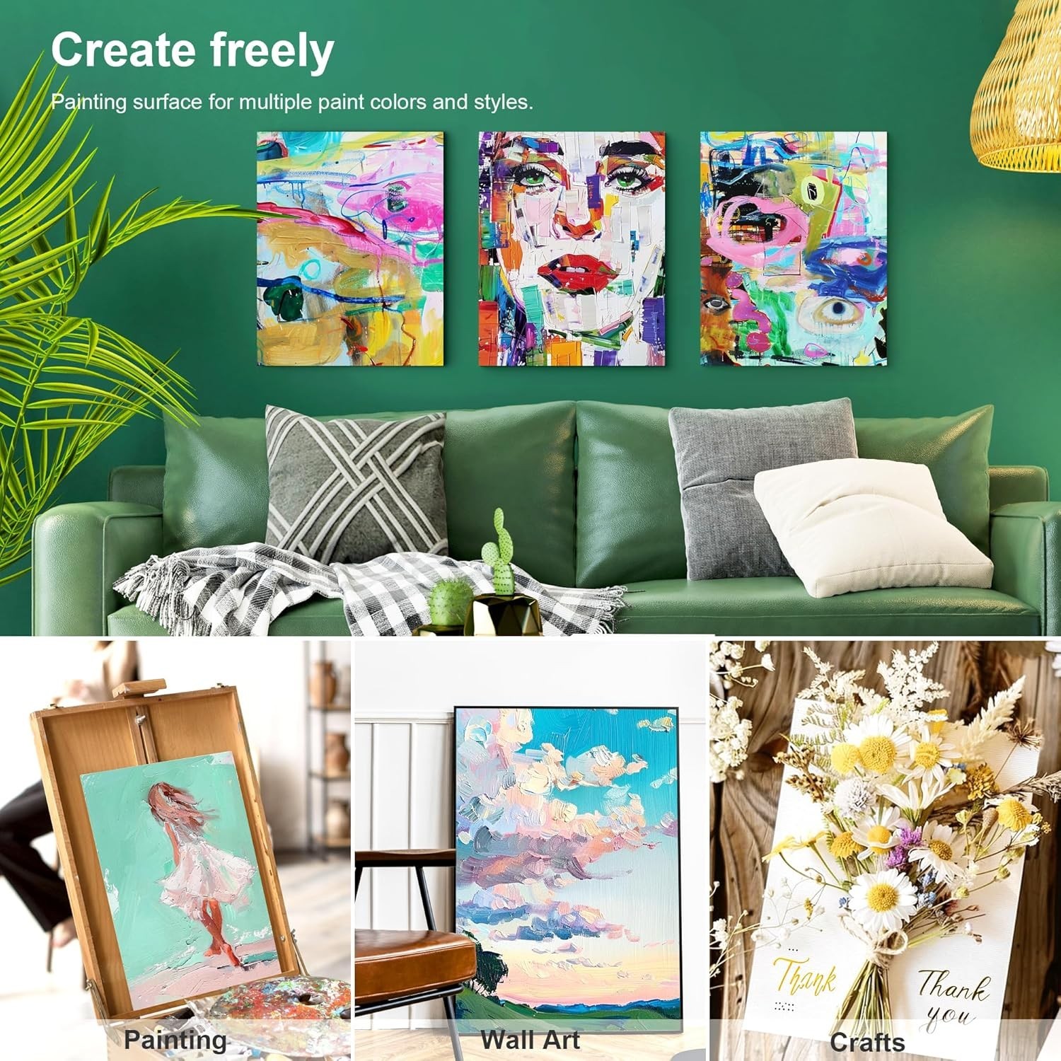 Artist-Quality 24 Canvas Panels – 100% Cotton, Multiple Sizes for Creativity