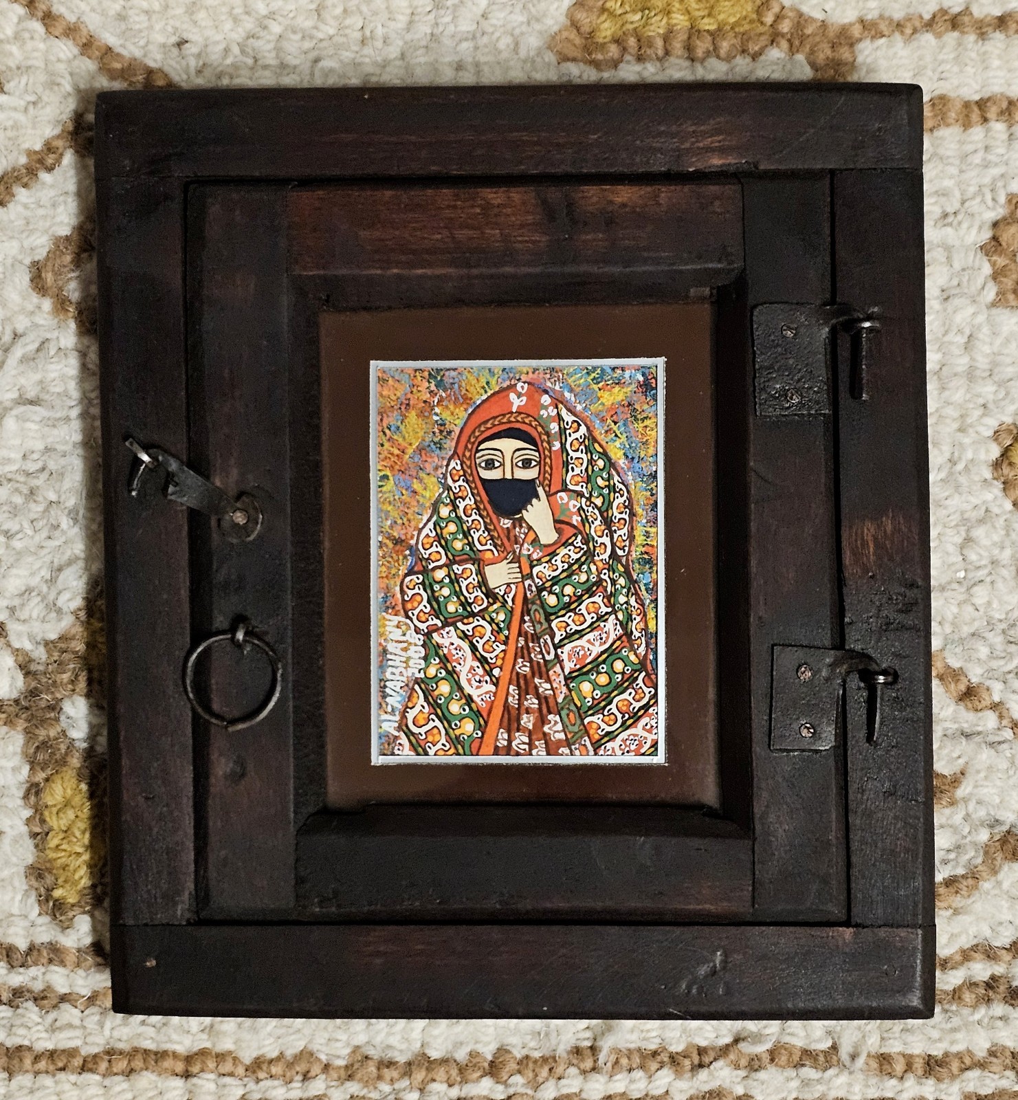 Unique Mini PAINTING from OMAN – Signed AL-NABHANY, Door Frame, Arabian FOLK ART