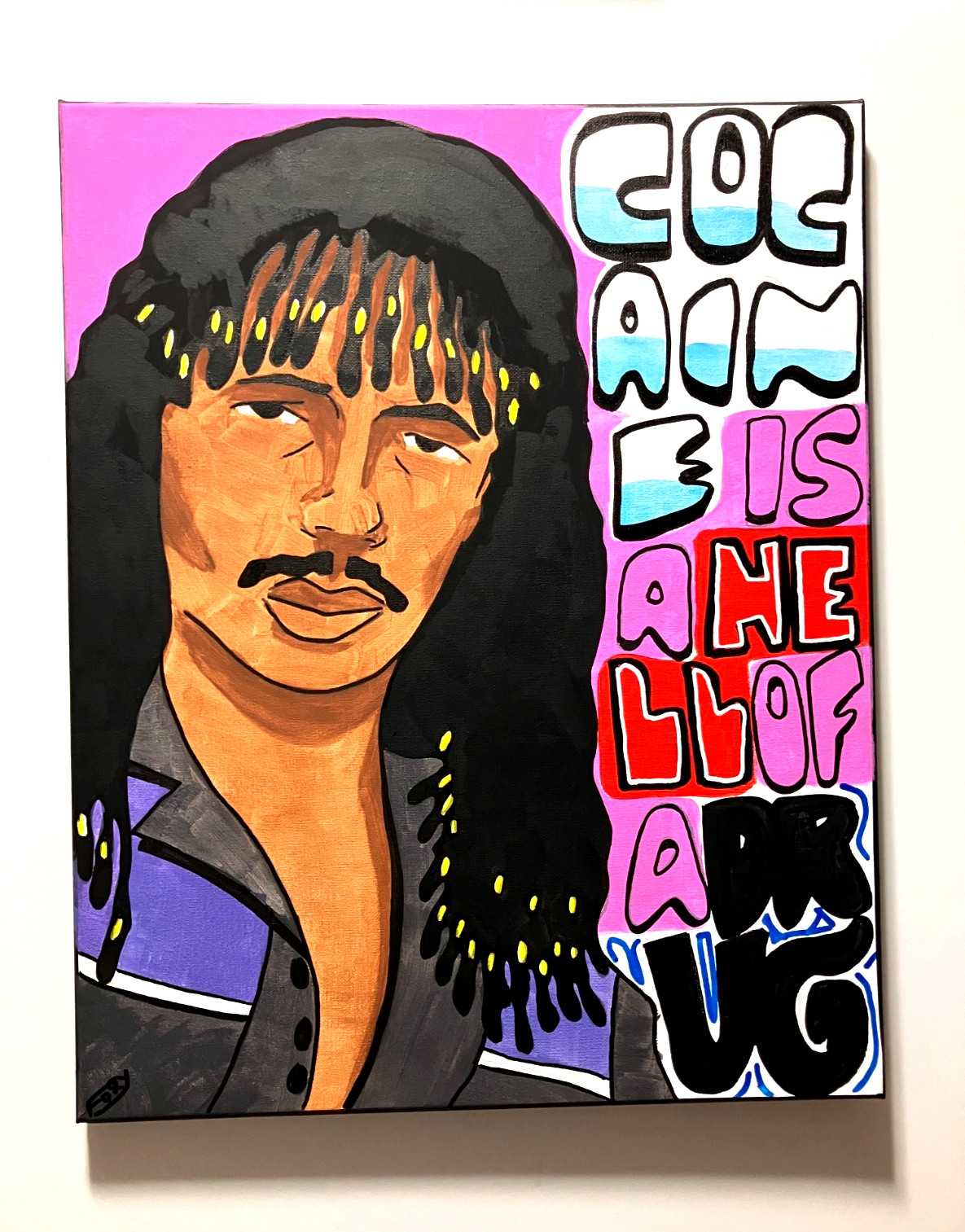 Rick James 16×20 Original Music Pop Art Painting on Canvas 80s