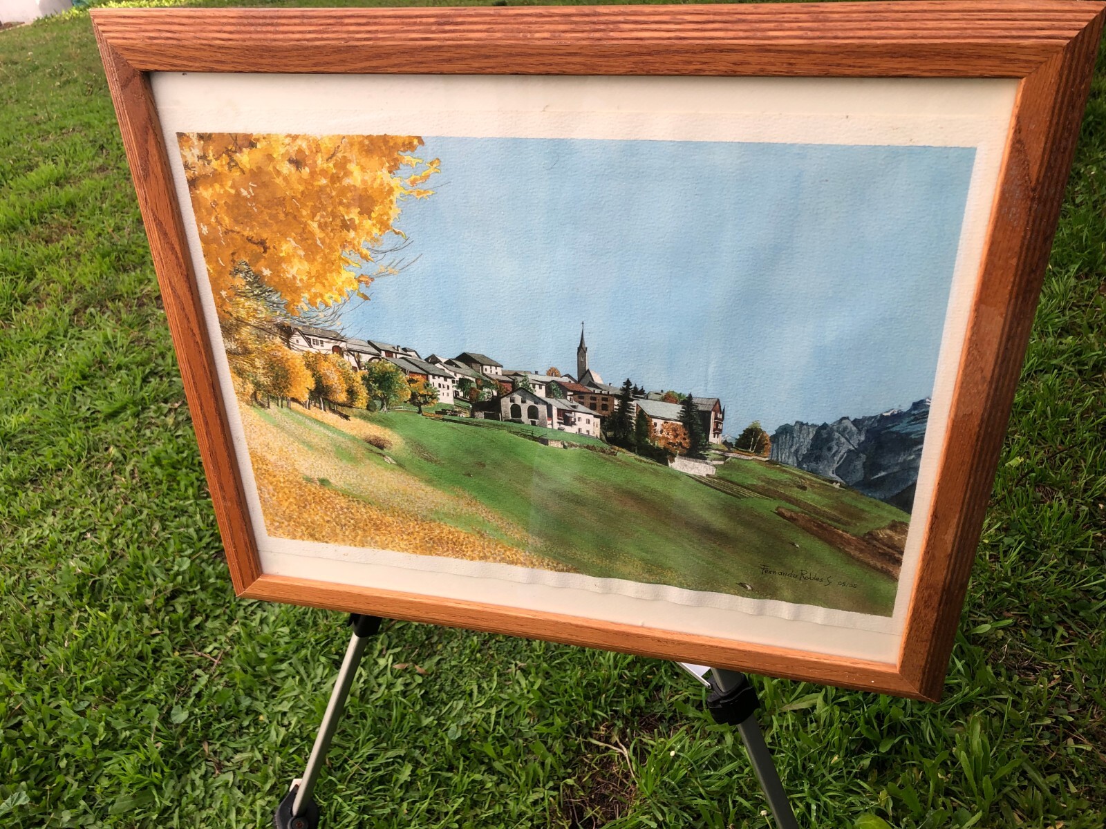 FERNANDO ROBLES Original SWISS ALPS LANDSCAPE WATERCOLOR LISTED MEXICAN ARTIST