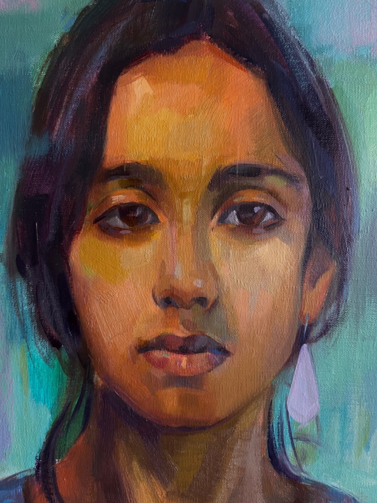 Original Oil Portrait Indian Girl Ukrainian -American Art Contemporary Realism