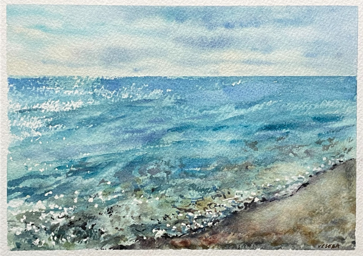 Original Watercolor Painting Seascape Sea Ocean Waves – 5×7 inches