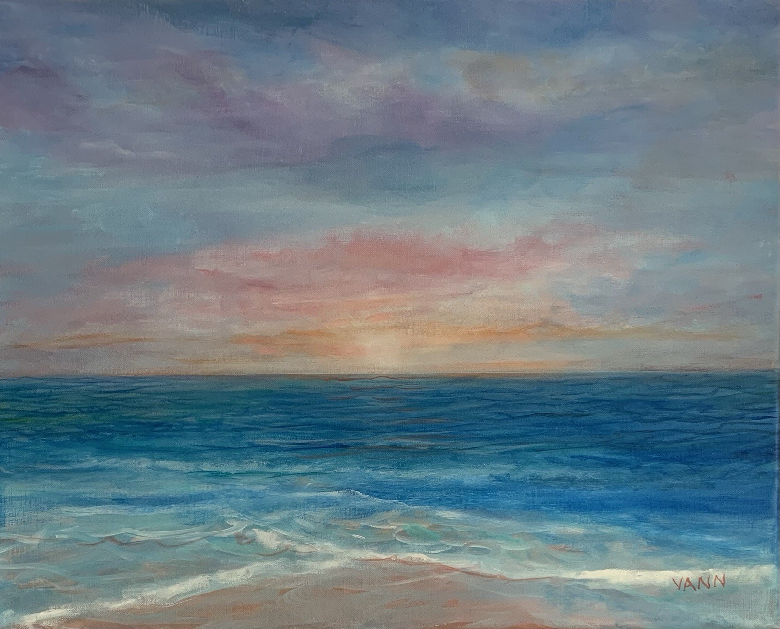 Oil on Canvas Painting by Gina Vann Seascape 16 in. x 20 in. Large Unframed 2026