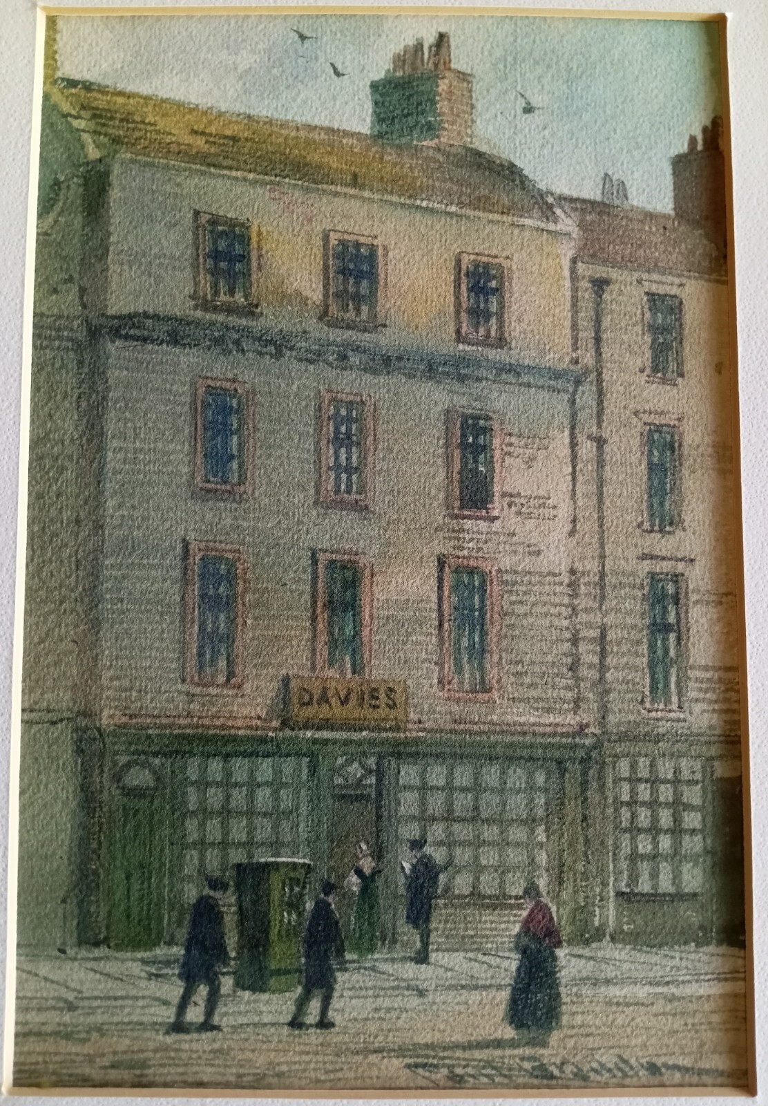 Paul Braddon Signed Watercolor: Subject- Davies Bookstore, 8 Russell St., London