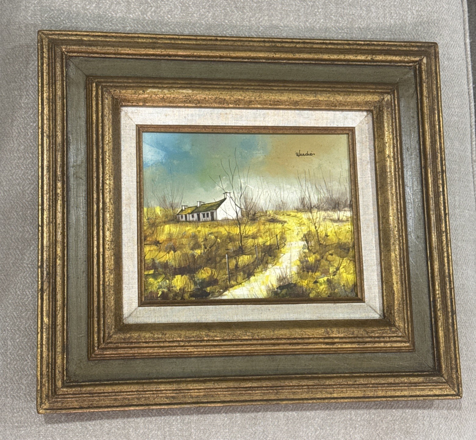 VTG Original Jean Claude Werdier (1922-2000) Landscape Oil Painting With House