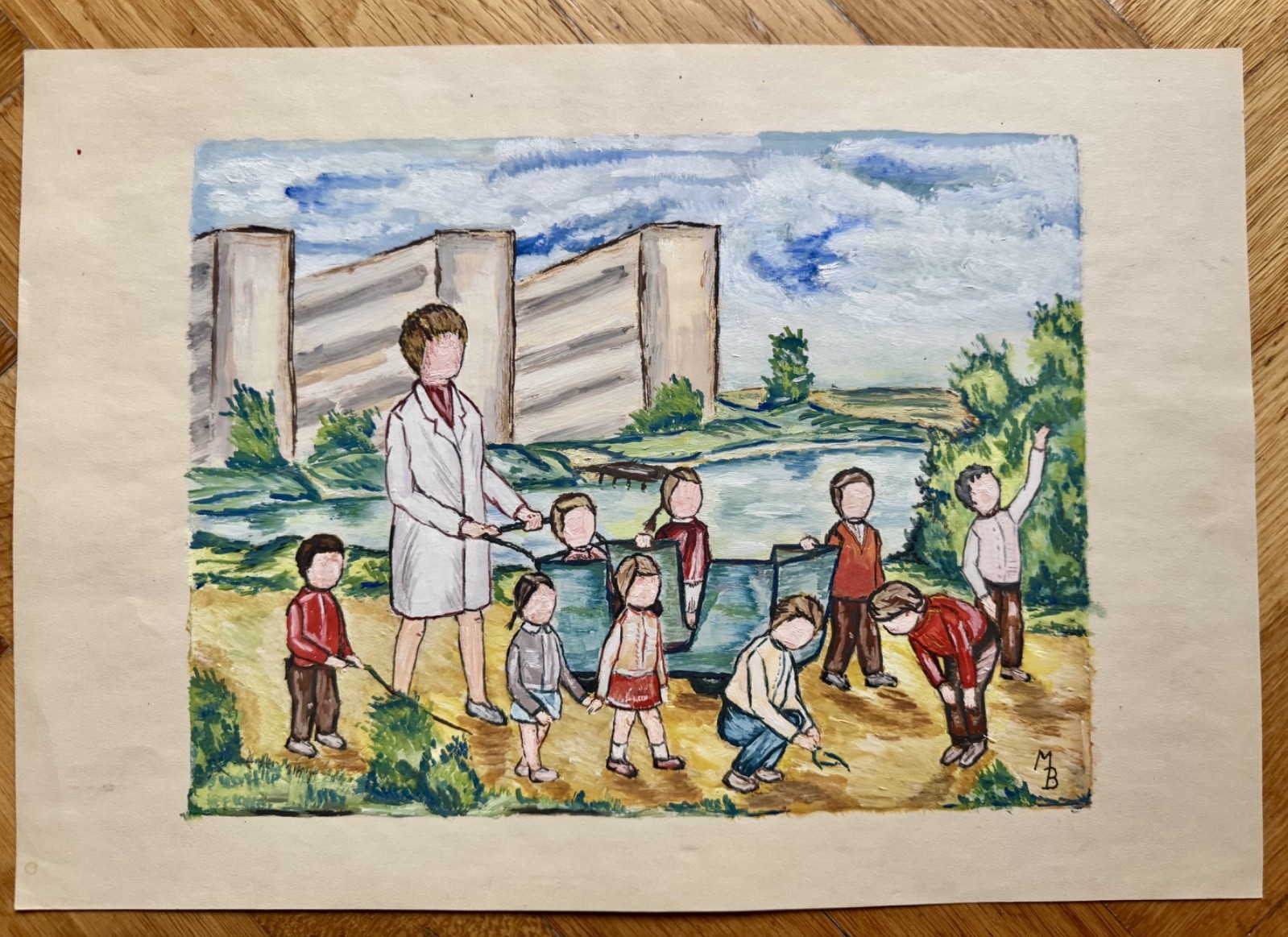 Genuine Picture Dresden GDR Art c. 1970. NO FACES! . – approx 30x45cm