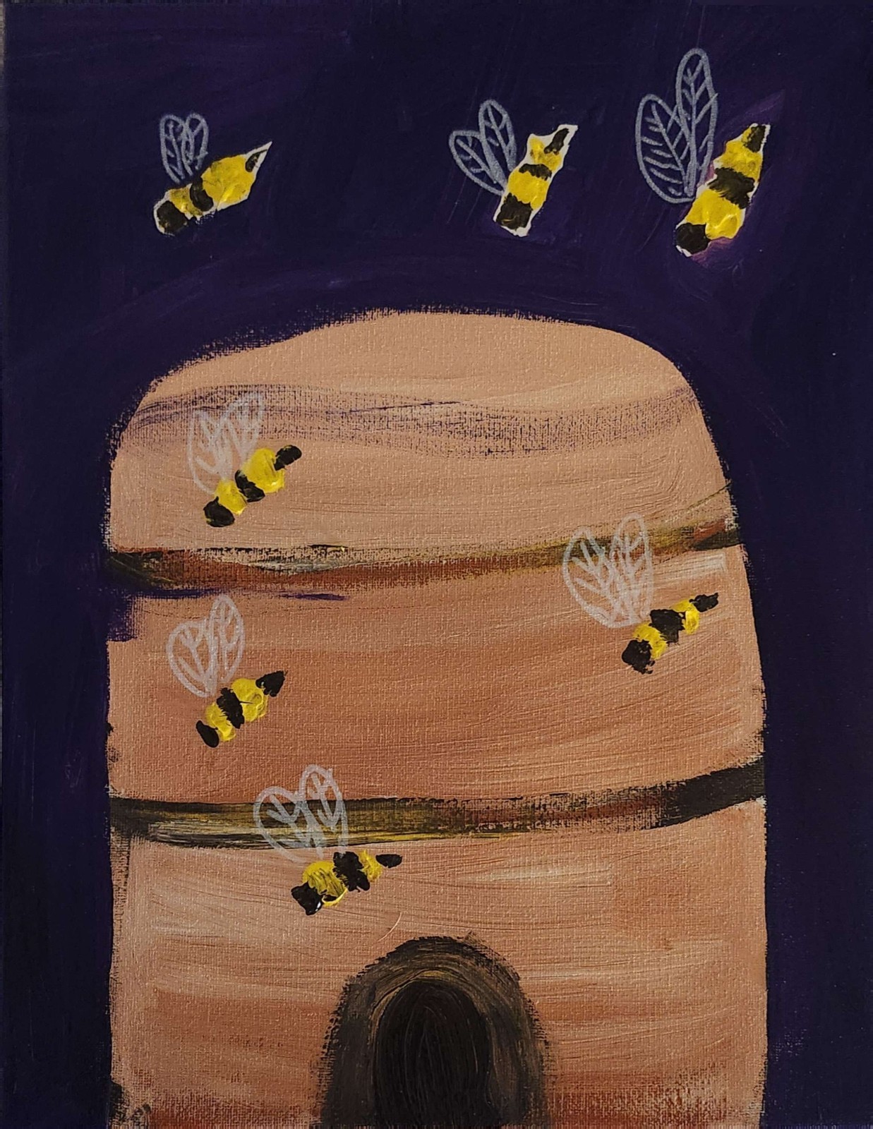 Bee Hive Contemporary Expressionist Original Painting Acrylic 11×14 Canvas