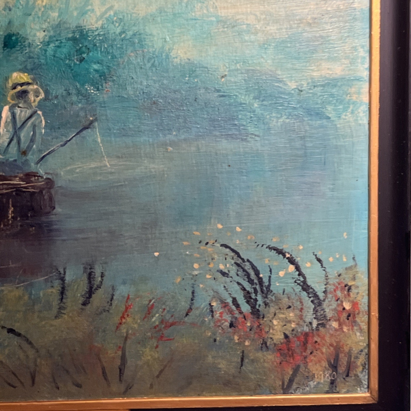 Vintage MCM Impressionist Oil Painting “Peace Like A River” Signed D Burris