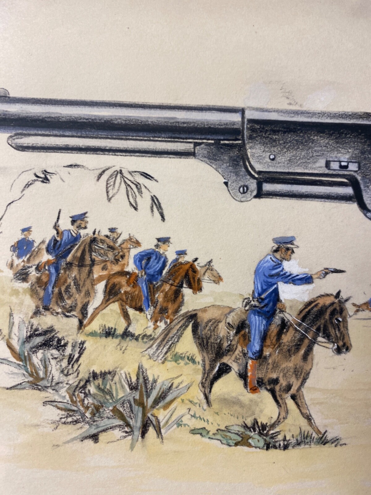 ORIGINAL Colt Historical Prints Walker Model 44 cal – 1847 Painting Framed