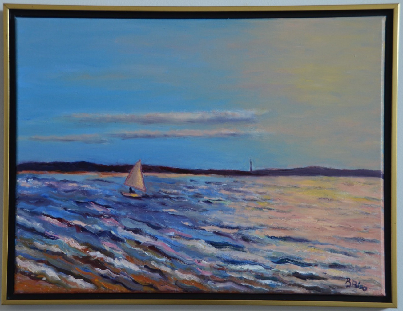 Beth Riso Fine Art Oil Painting – Mayo Beach Twilight, Wellfleet, Cape Cod