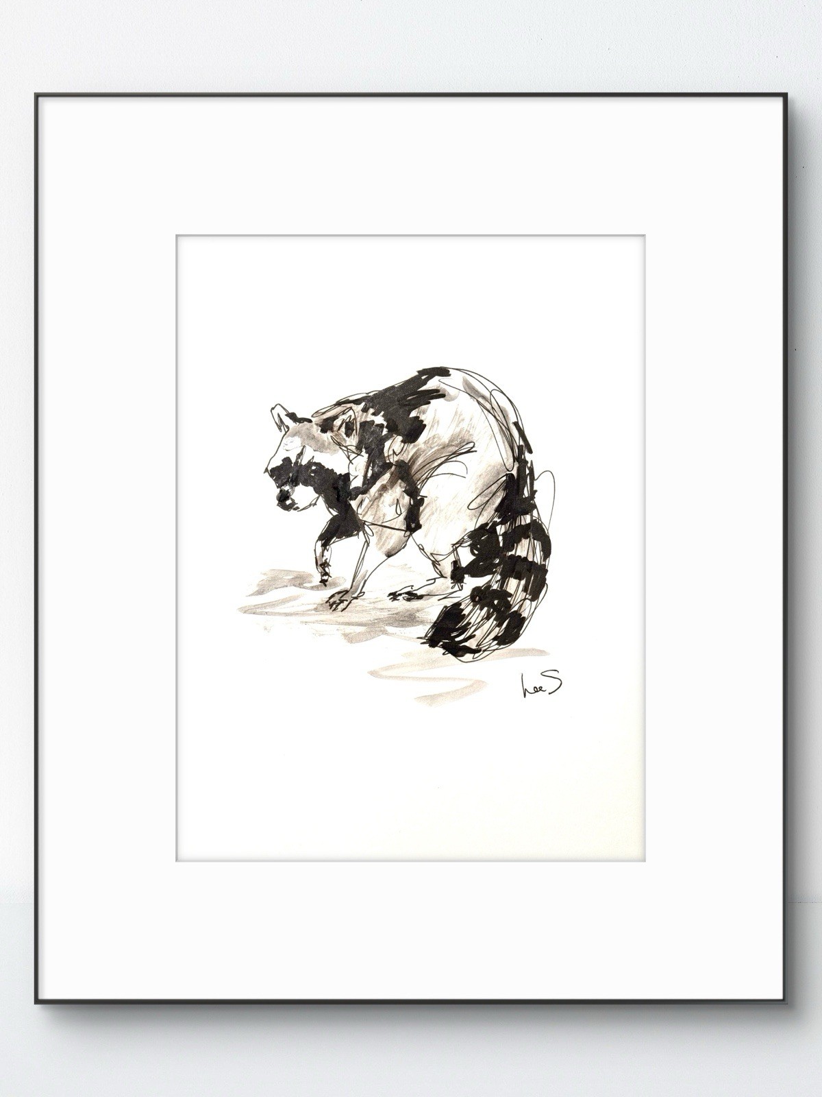 Original Abstract Expressionism 9×12 Racoon Paper Handmade Signed Fine Art 20
