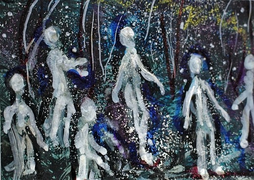 ACEO Original Painting EGO Lost Souls Dark Energy Self Consciousness Night ART