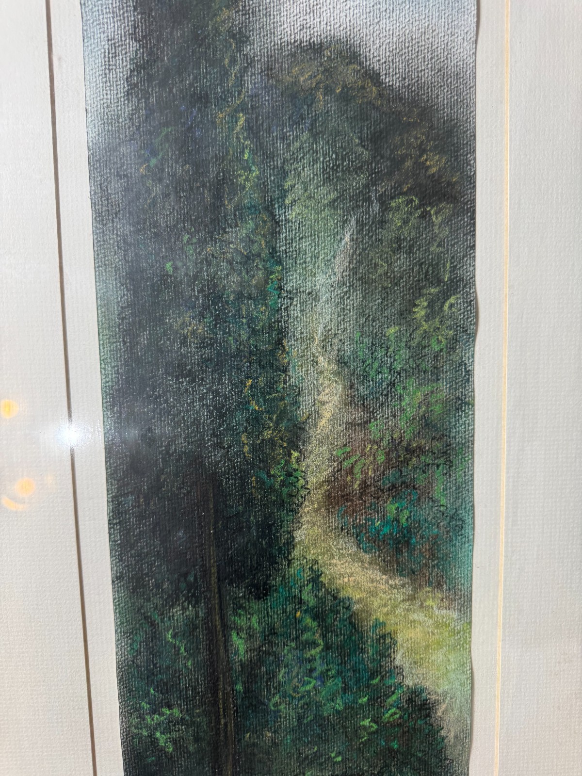 Original Signed Shuvankar Maitra Pastel Landscape Framed Vertical Forest Art