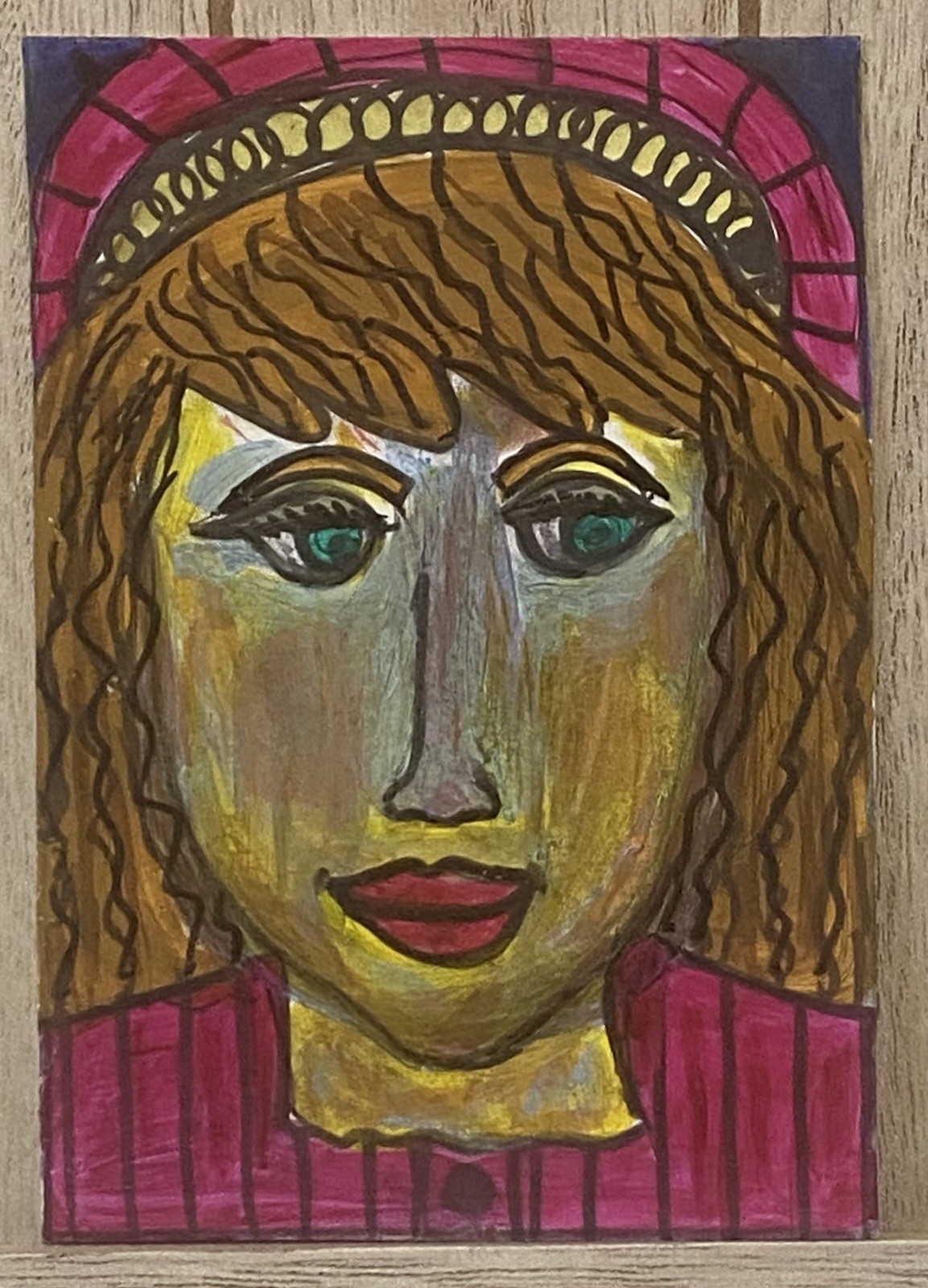 Woman’s Face. Original Painting on Cardboard