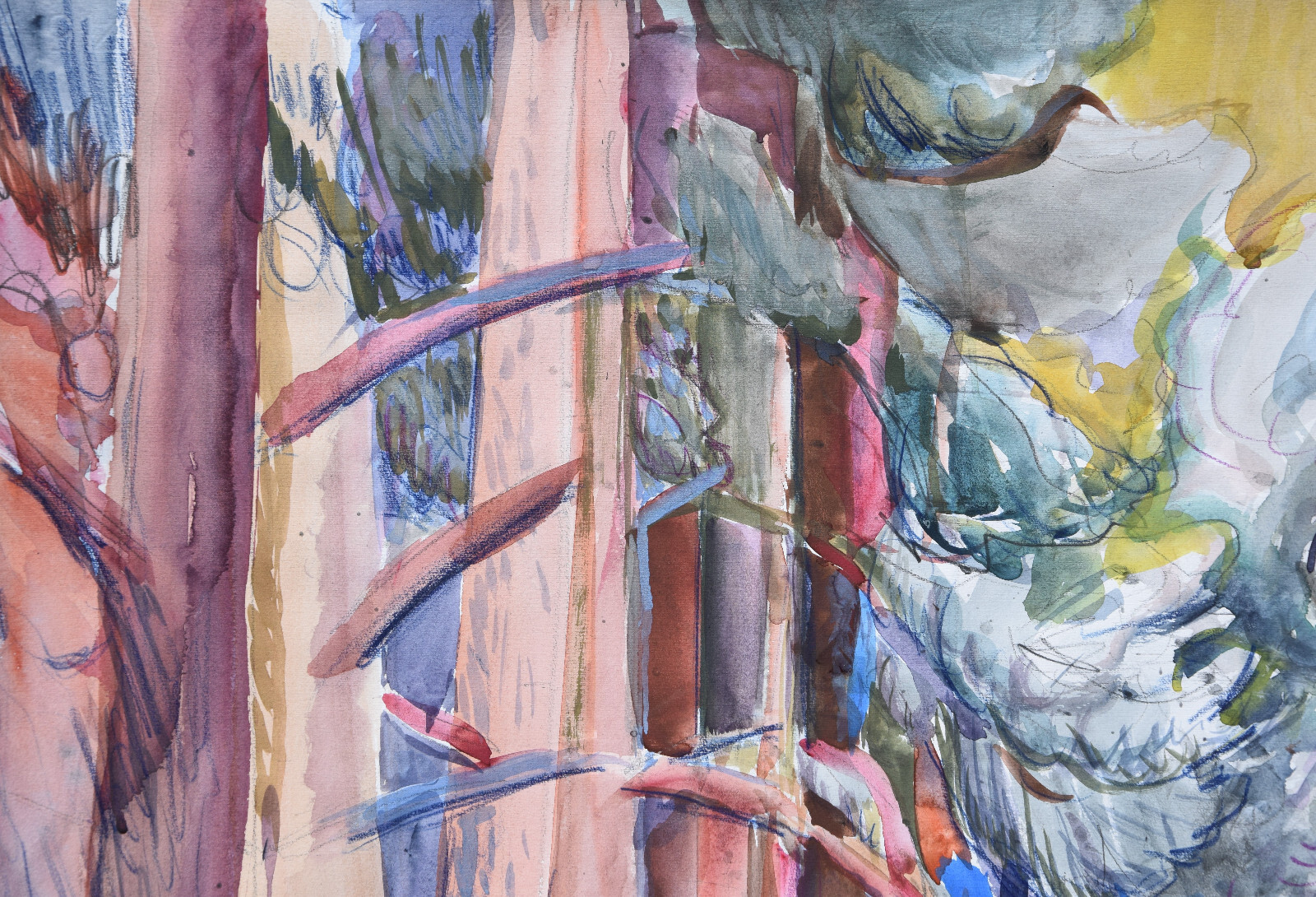 Peter Berndt 1937-2021 Berlin / Aquarell 1988 «Märkischer Kiefernwald» Havel