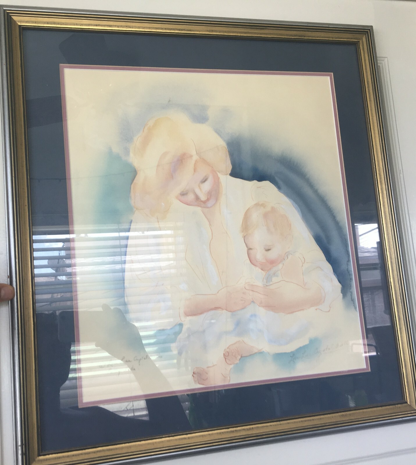 Vintage 1970’s PATTY CAKE Mother-Child Painting By Lori Lee On Frame 17″ x 15″