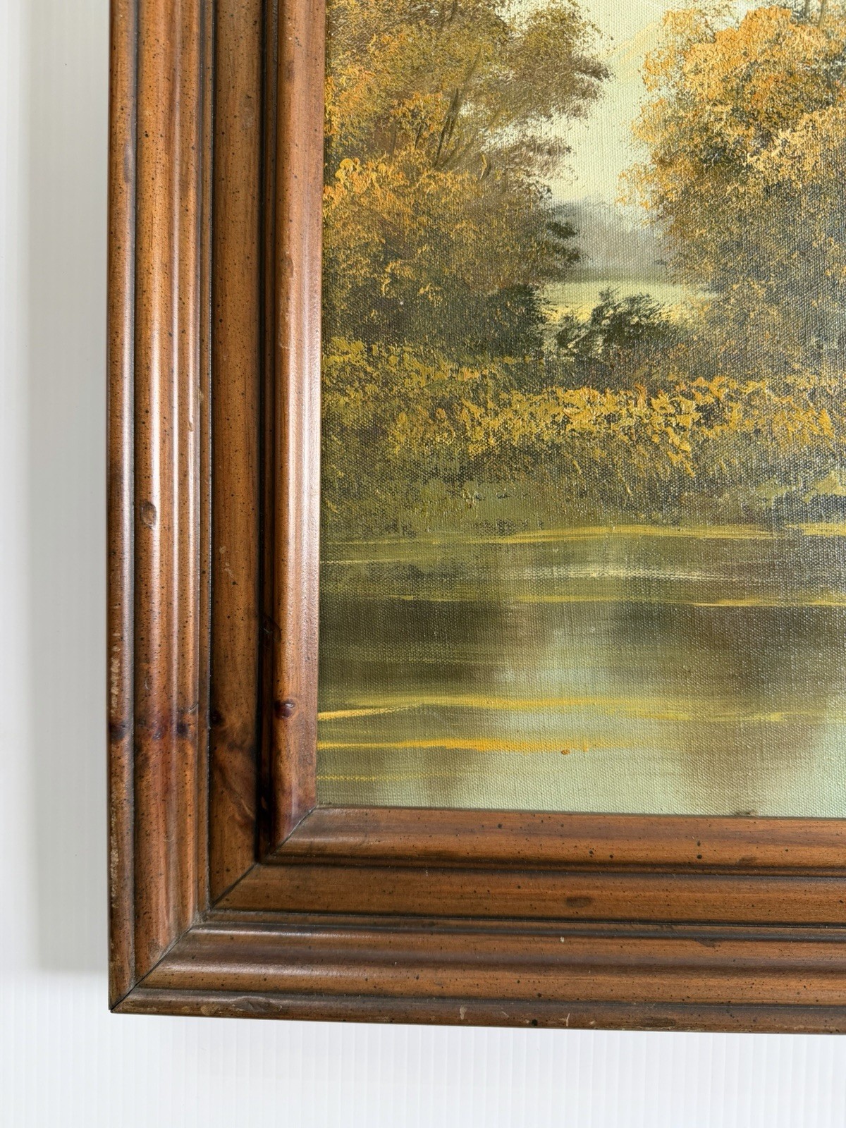 Beautiful Vintage Original Oil Painting On Canvas, Lake & Mountains 29×41 Signed