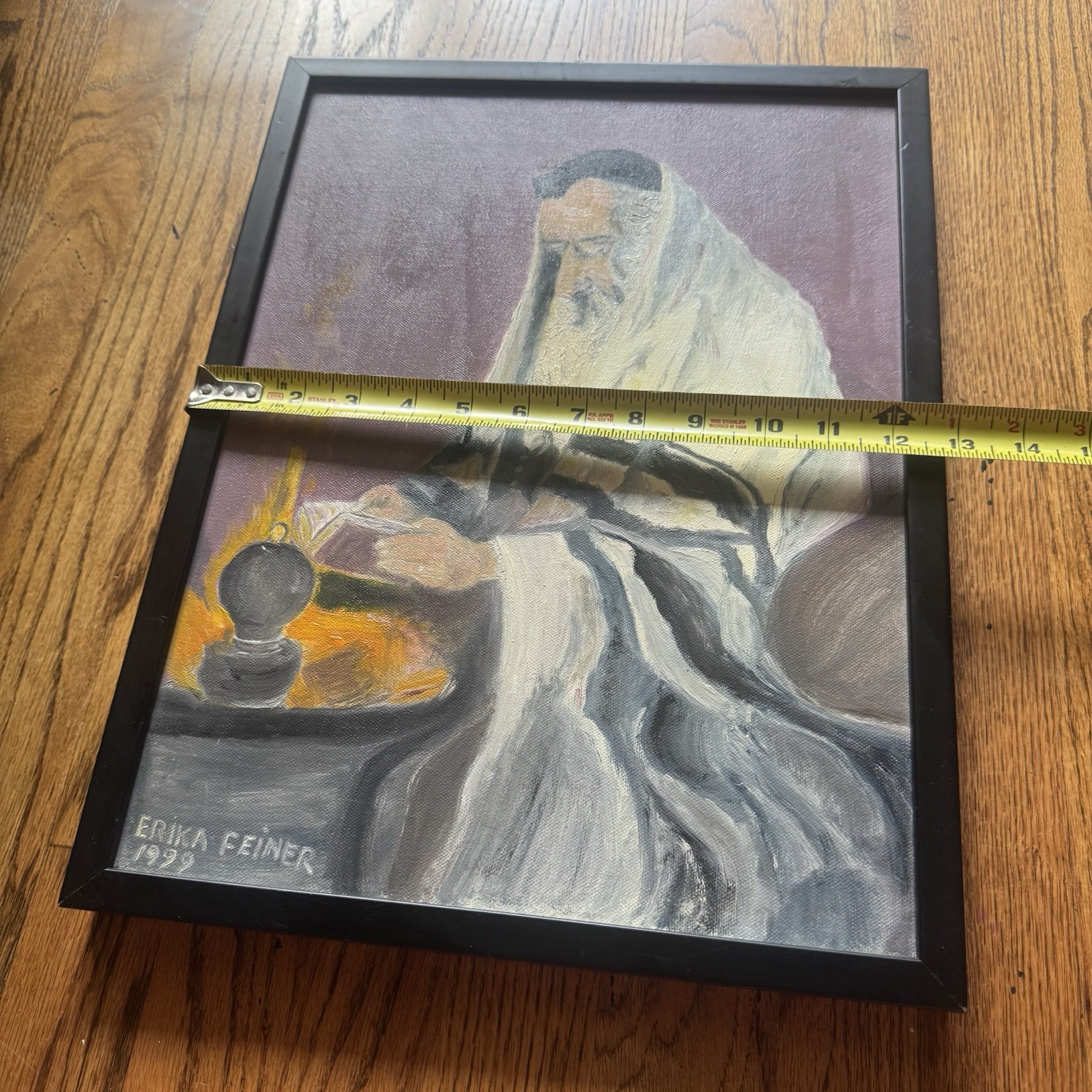 Vintage Original Signed Portrait Painting | Judaica Art Jewish Rabbi | Framed