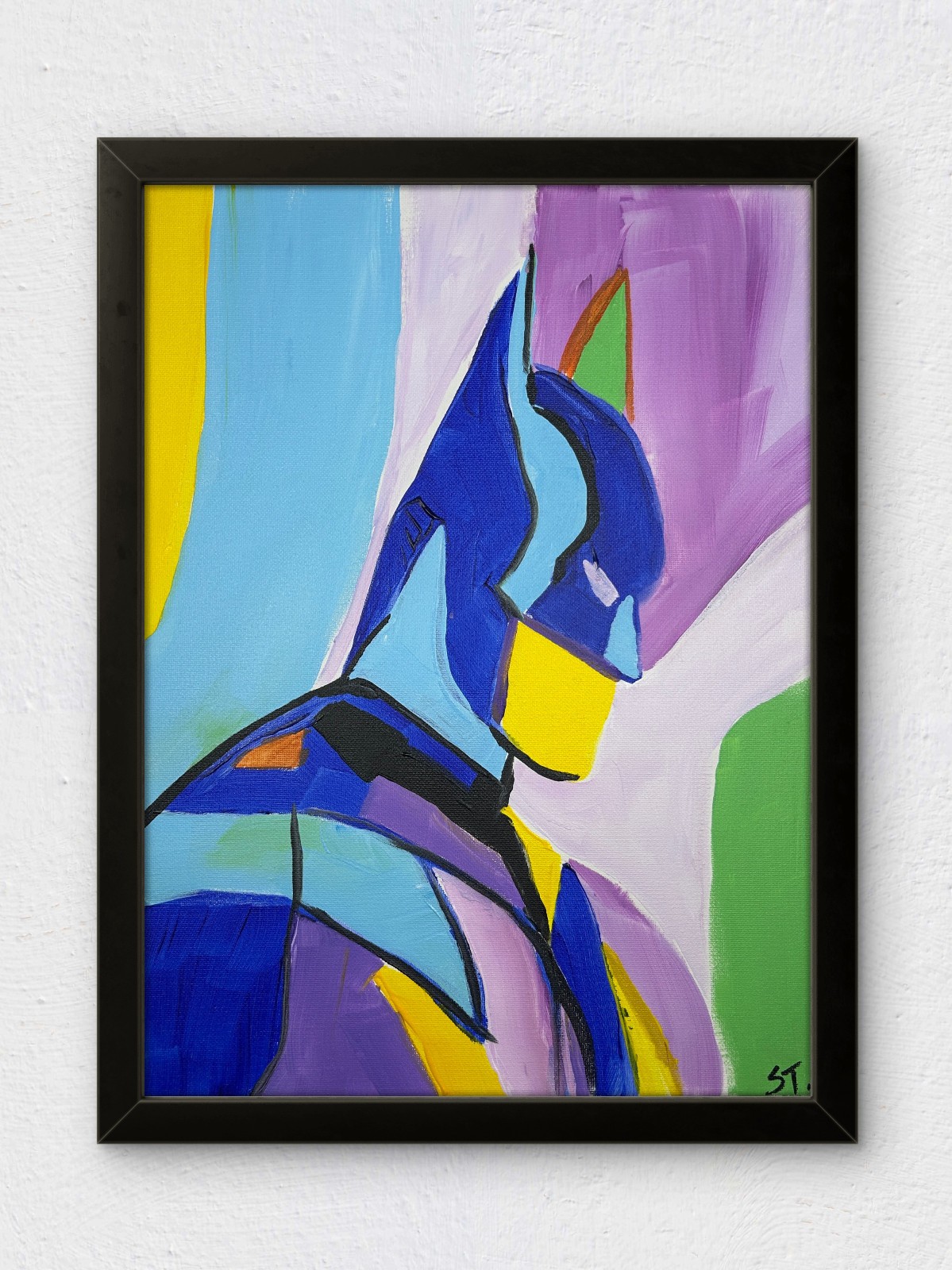 Batman Abstract Painting Superhero Wall Art STerling Original Canvas Art 12×16
