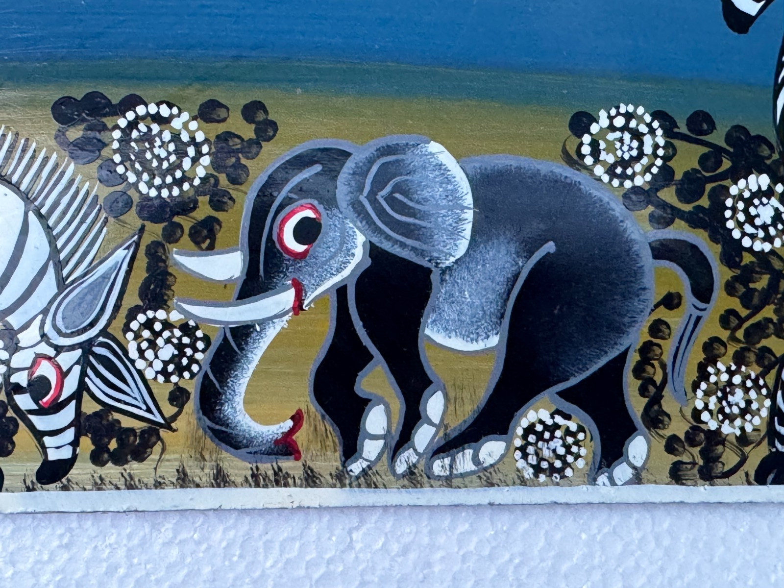 MAHWAZO SIGNED ORIGINAL AFRICAN SAFARI PAINTING TINGA TANZANIA ZEBRA ELEPHANT