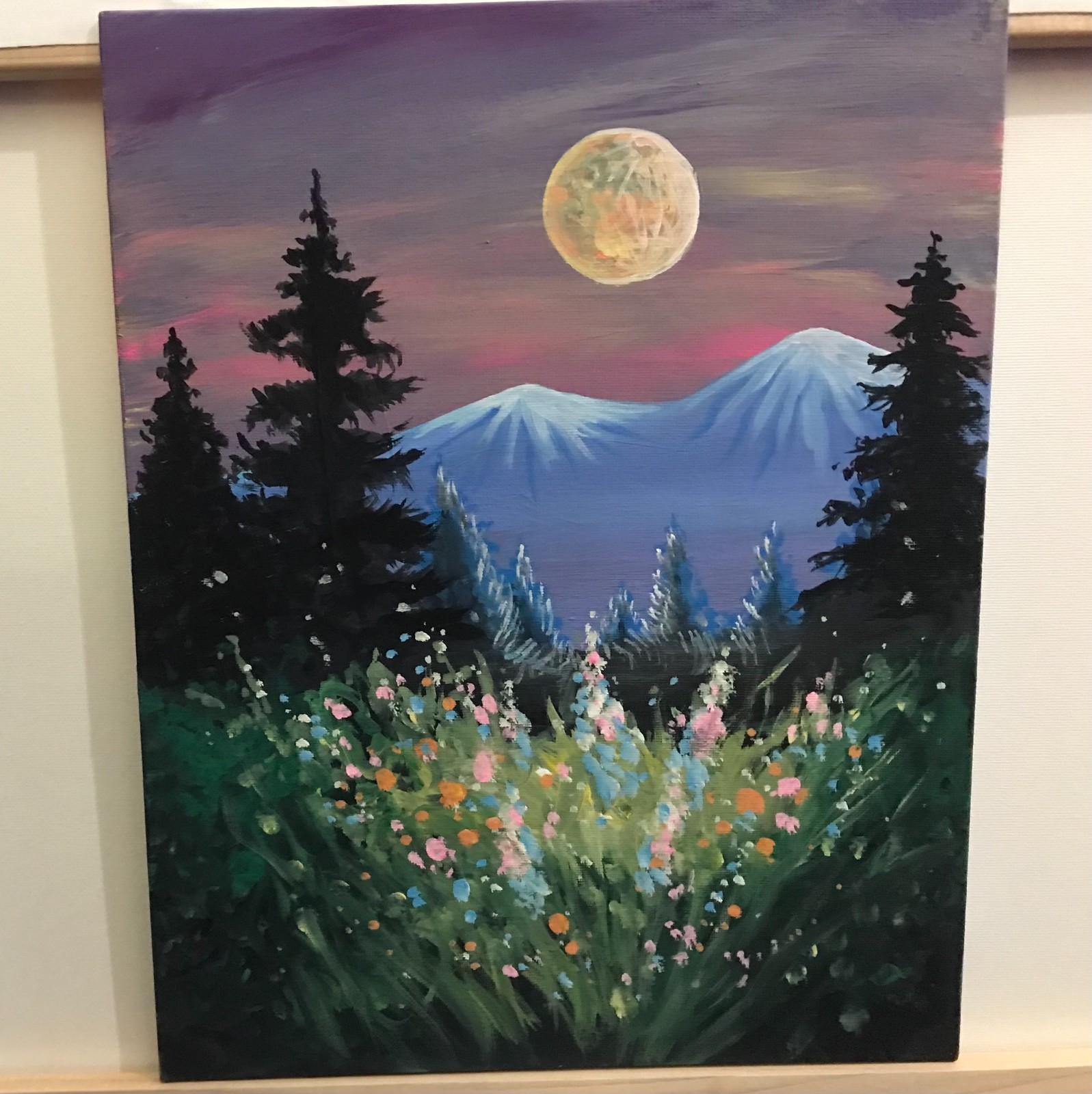 “Mountain Air” painting on canvas hand painted acrylic 11×14 united states