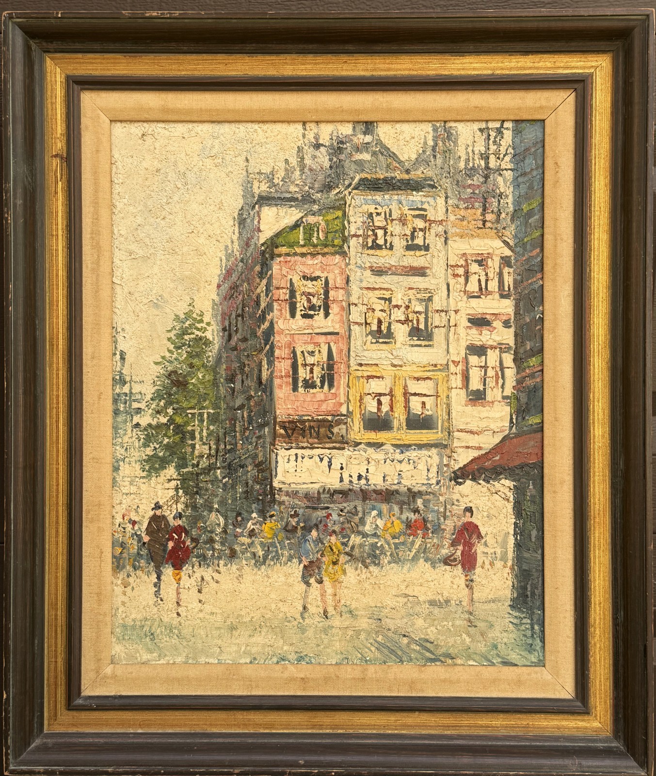 VTG Mid-20th C Orig. Textured Impressionist O/C «Parisian Street Scene», Framed!