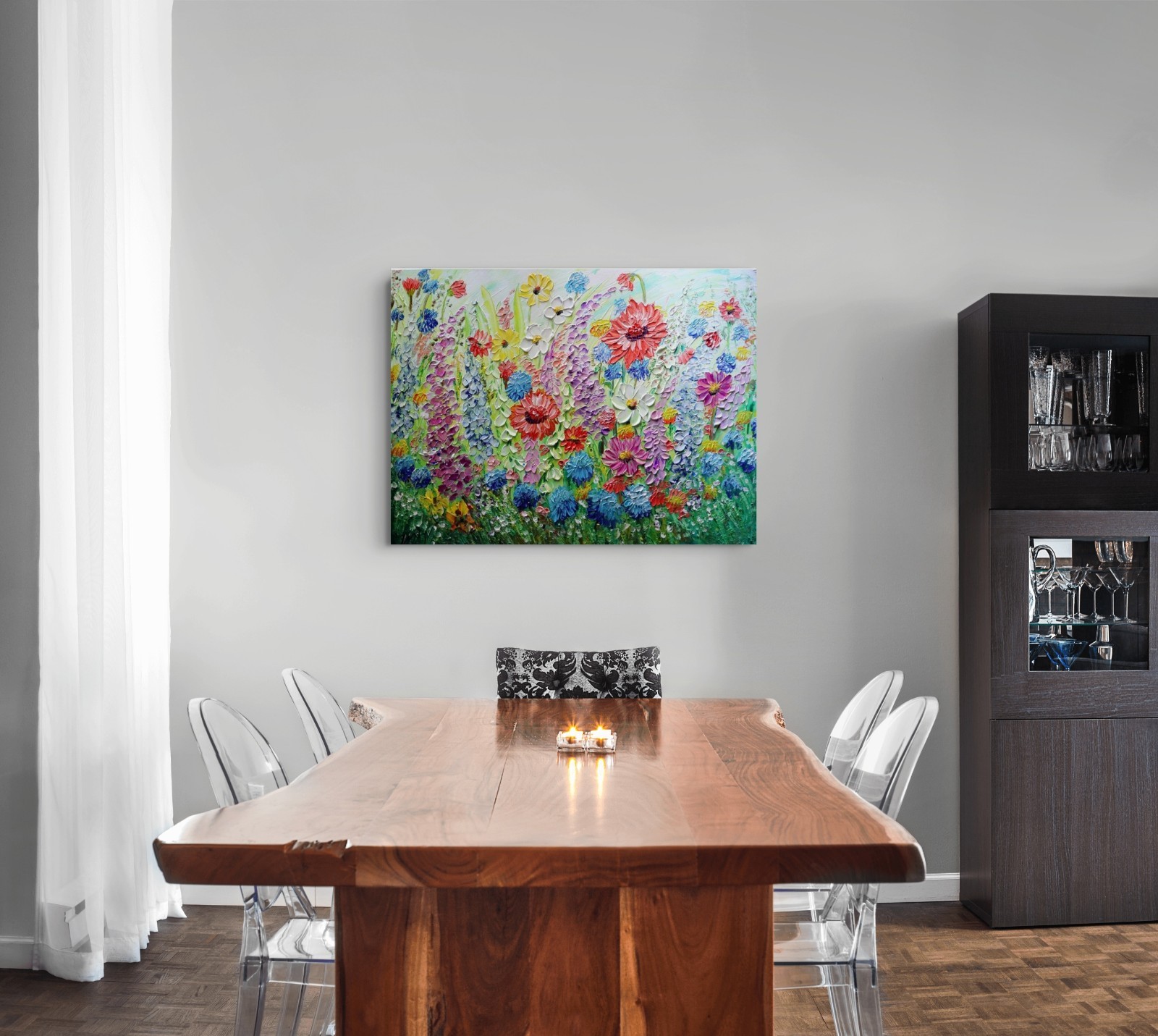 Summer Garden Serenade 40×30 Original Textured Floral Painting Wall Art