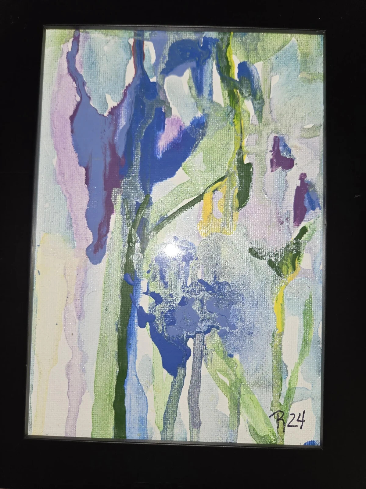 Iris Wish – Abstract Acrylic & Watercolor Painting, 5×7 inches