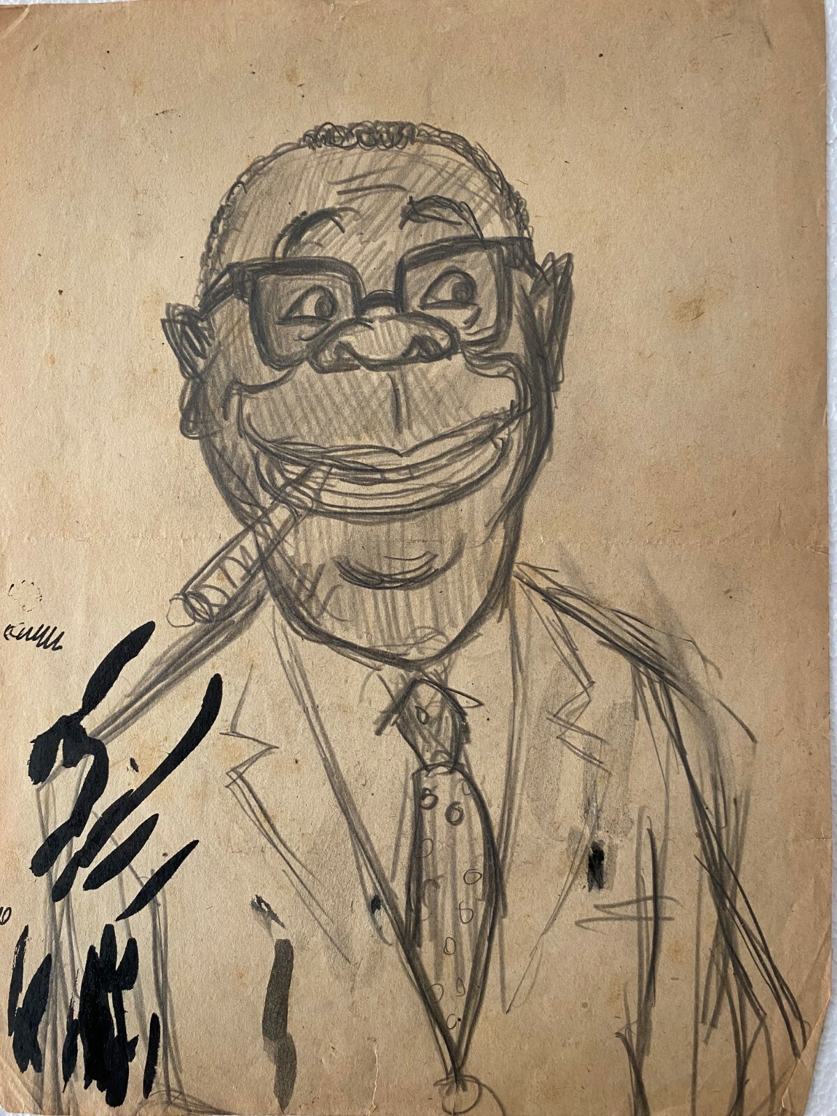 Juan David. Caricature. Untitled, ca 1978. Graphite on paper. Original