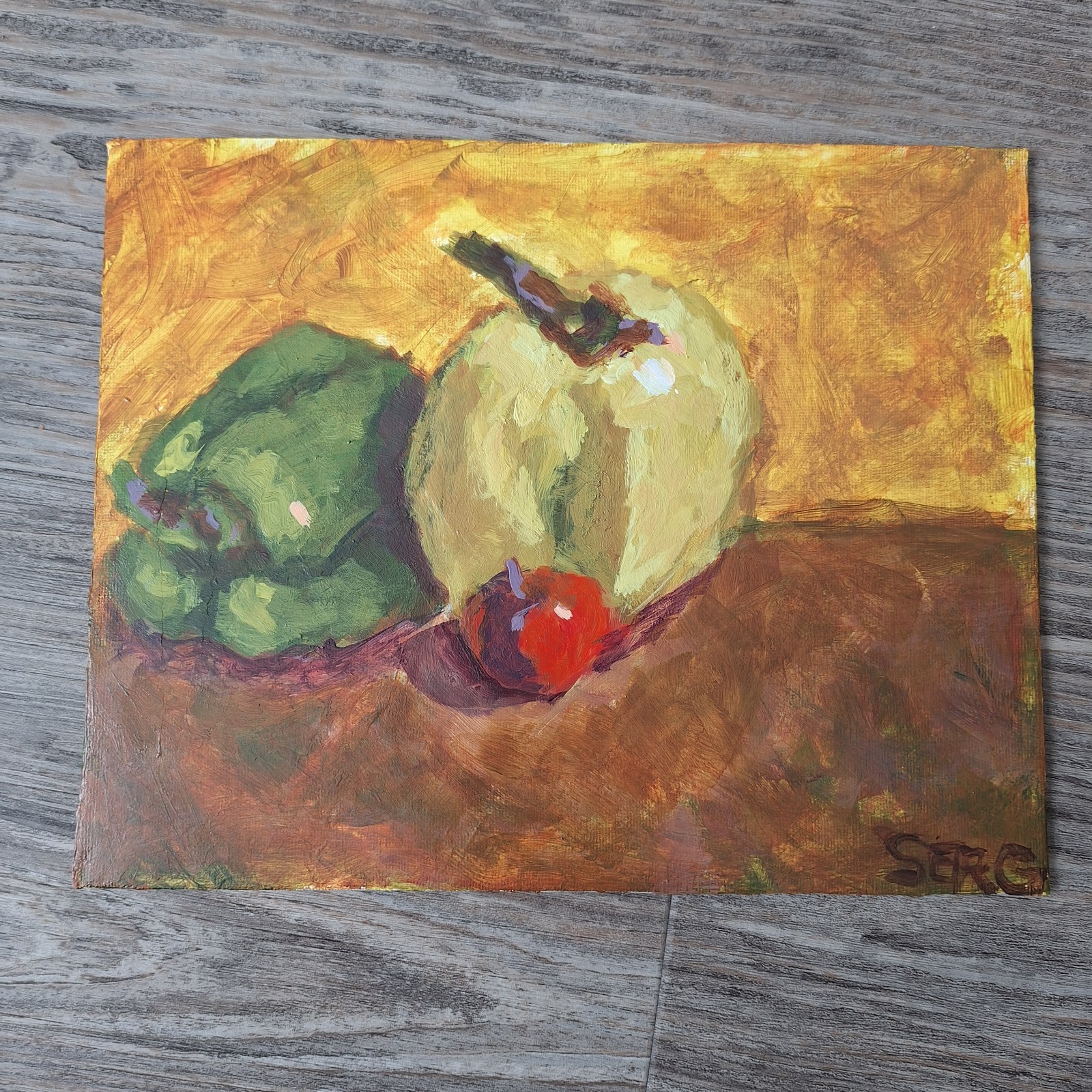 Bell Pepper ORIGINAL Oil Painting Modern Still Life Kitchen Art