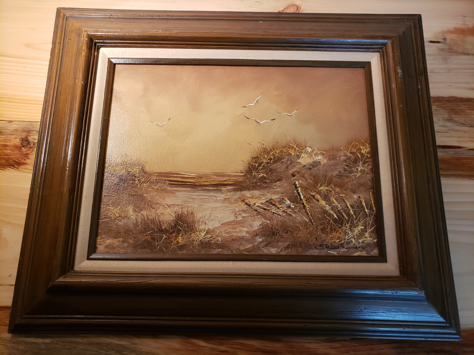 S. WEATHERMAN ORIGINAL OIL PAINTING SIGNED/ FRAMED SEASIDE WITH COA 24″ X 18″