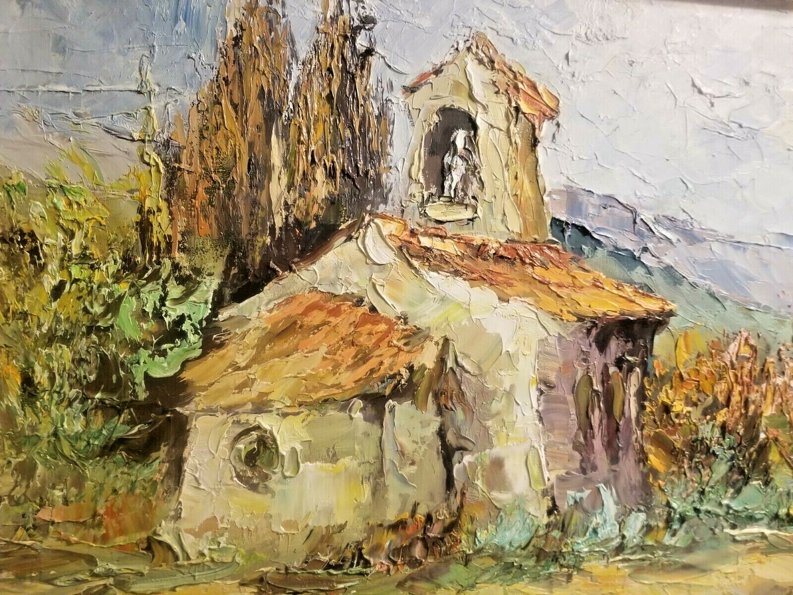 STRIKING GERMAN IMPRESSIONIST A/C PAINTING WOMAN SHEEP IN THE MOUNTAINS COTTAGE