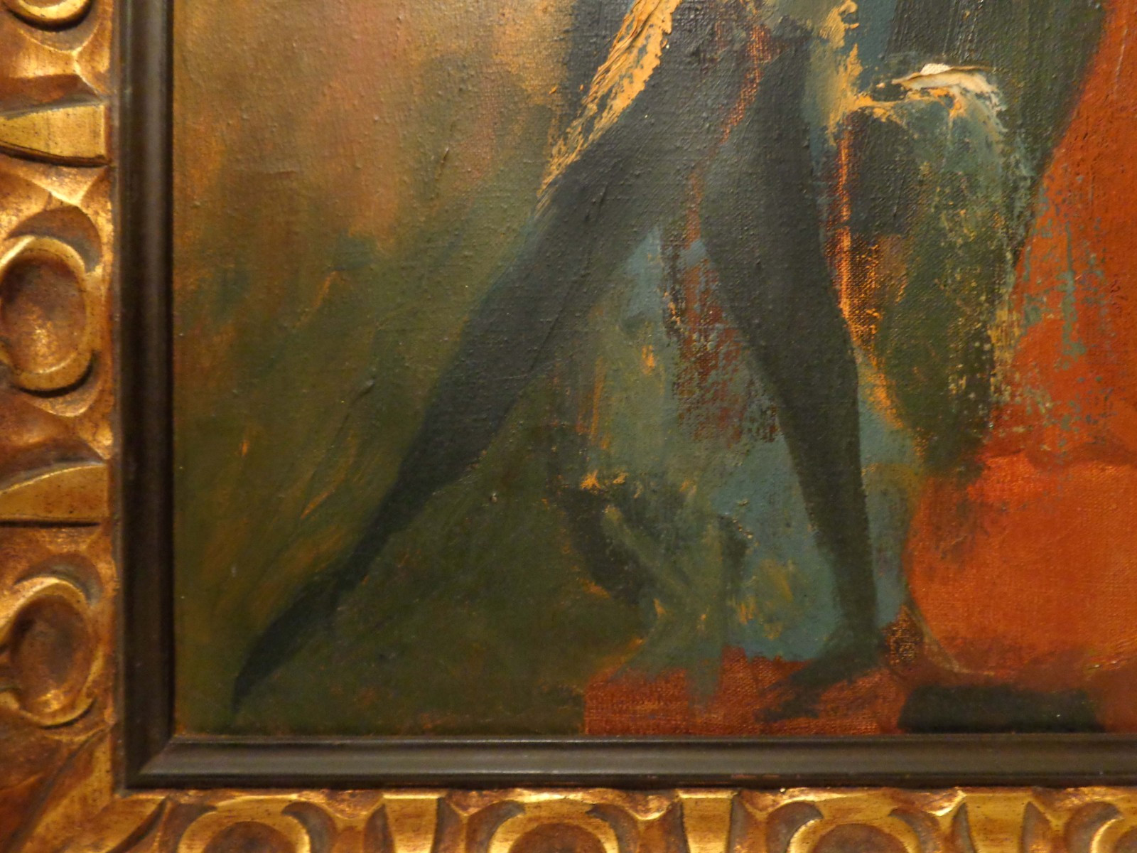ANTHONY TRIANO (US 1928-1997) MID-CENT SGND HVY IMPASTO O/B CAN-CAN DANCER, FRMD