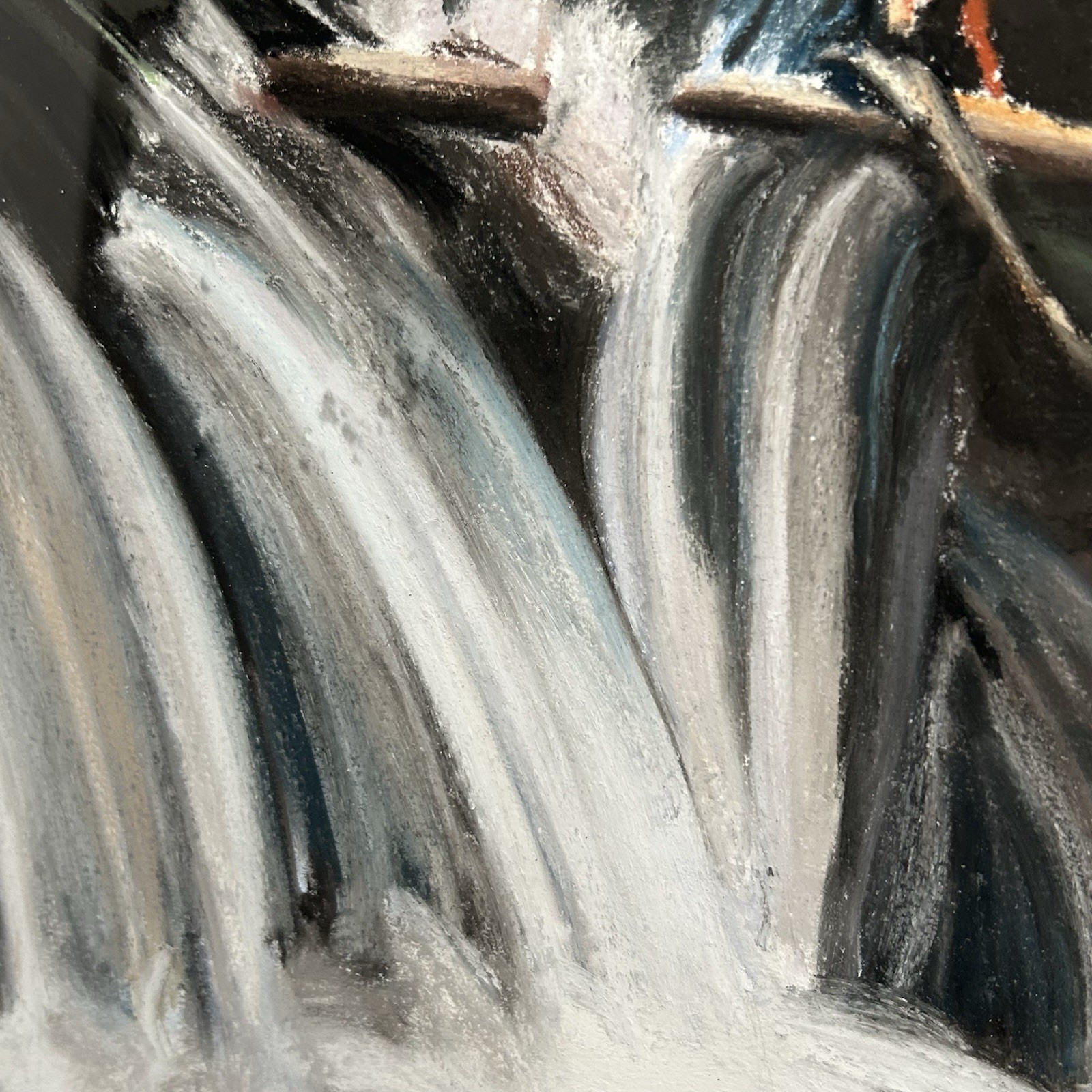 Jan Aronson Original Pastel on Paper “Summit Creek #1” 1994 Vintage Waterfall