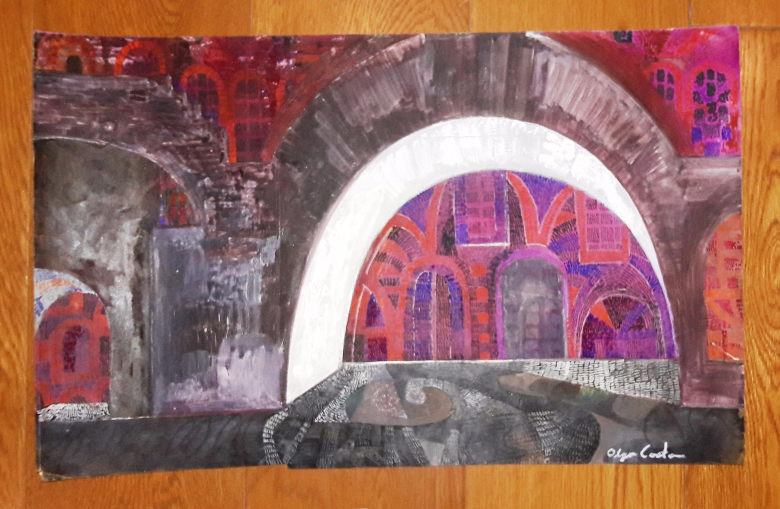 OLGA COSTA 24″ x 14.7” GOUACHE INK ON THICK PAPER