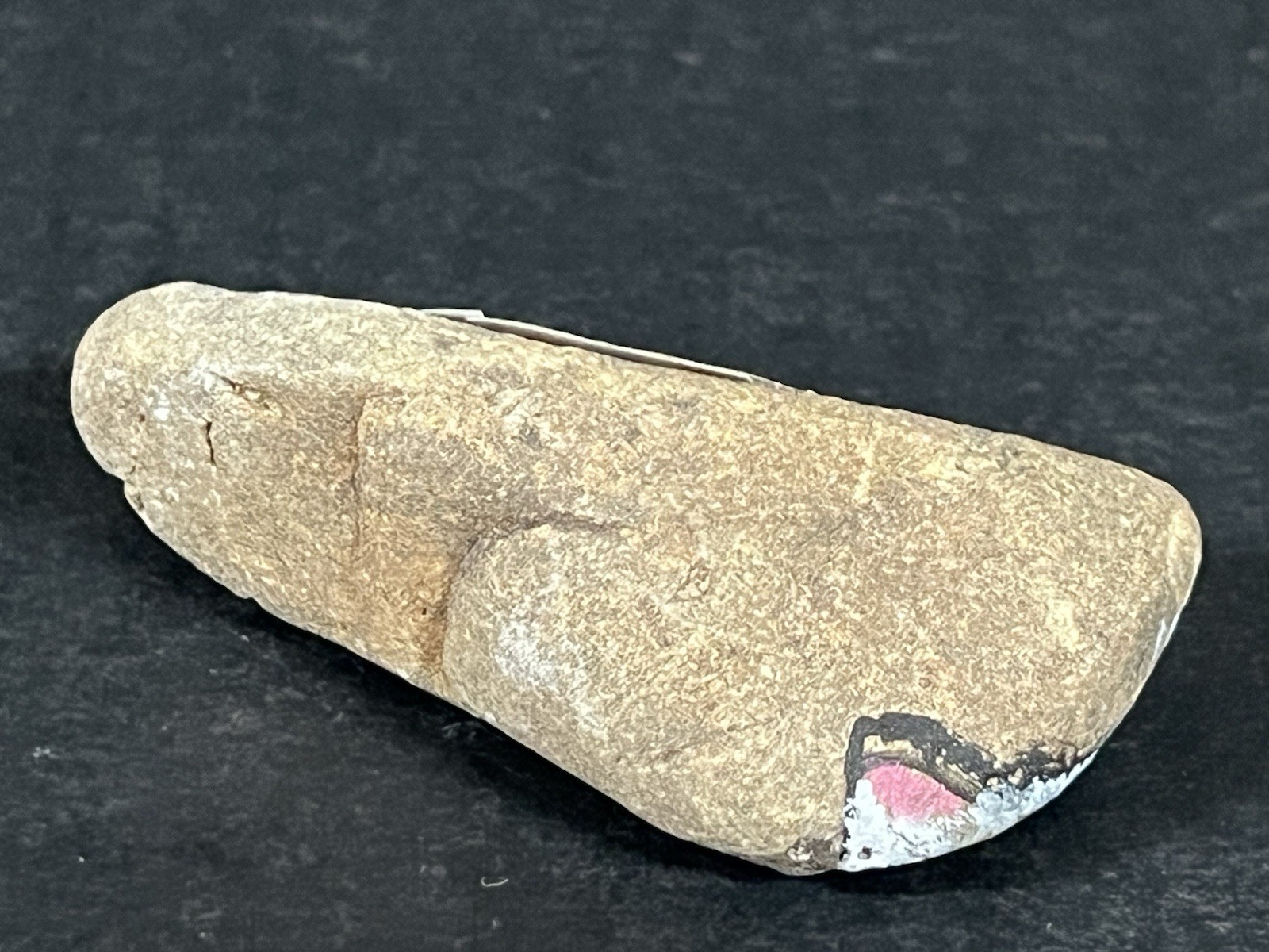 Hand Painted Brown And White Cat River Rock Stone Art Paperweight Sculpture