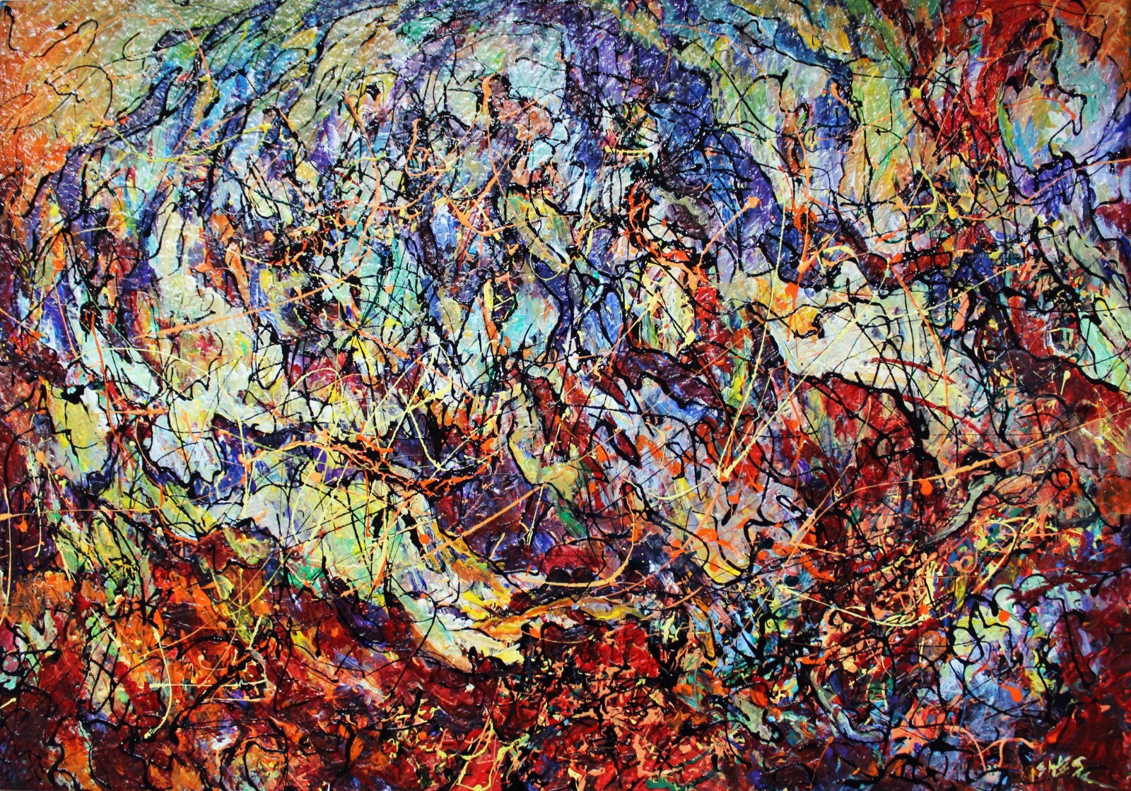 BETWEEN EARTH AND SKY – Original Abstract Painting Dripping by EUGENIA MANGRA